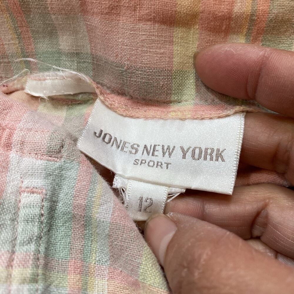 Jones New York Shorts Women12 Green Pink Striped Bermuda Stretch Outdoor Casual - Picture 3 of 5